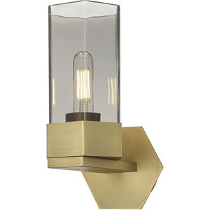 Claverack 1 Light 5 inch Brushed Brass Sconce Wall Light in Plated Smoke Glass
