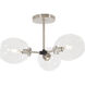 Nexpo 3 Light 19 inch Brushed Nickel W/Black Accents Semi Flush Ceiling Light