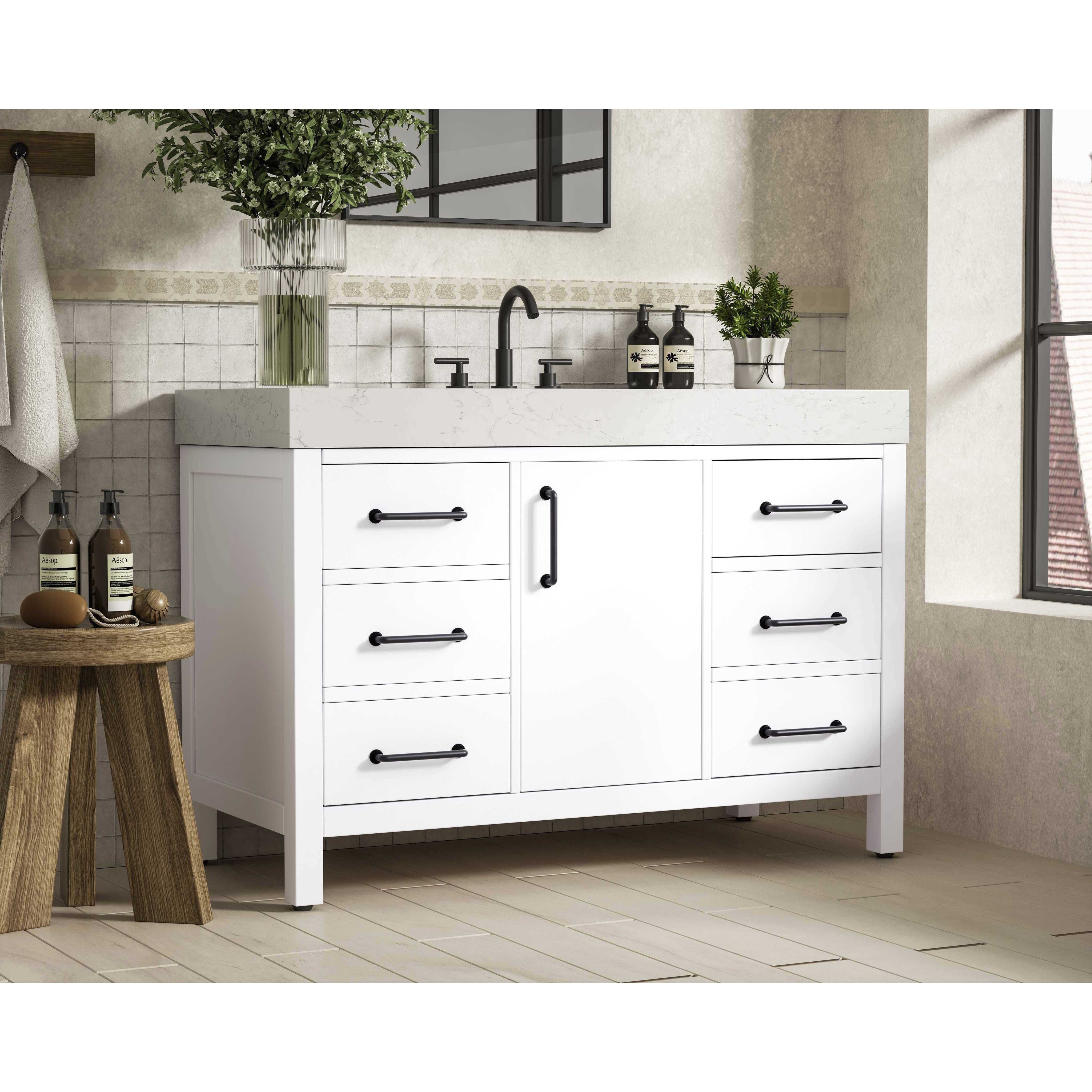 Nathan 48 X 34 inch White Bathroom Vanity Cabinet