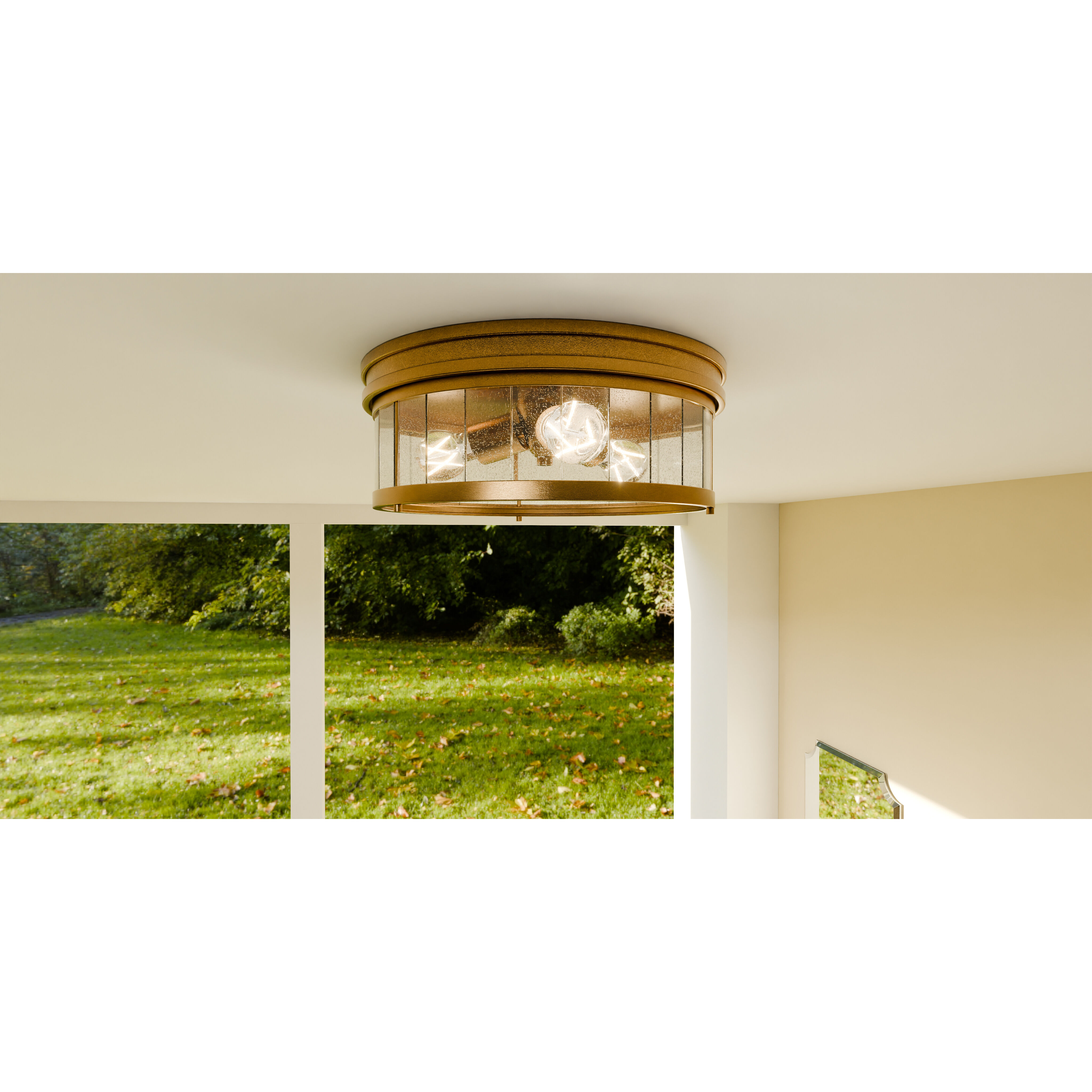 Theodora 3 Light 16 inch Weathered Brass Flush Mount Ceiling Light, Medium