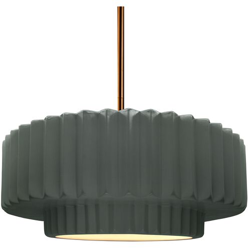 Radiance LED 14.5 inch Pewter Green and Polished Brass Pendant Ceiling Light