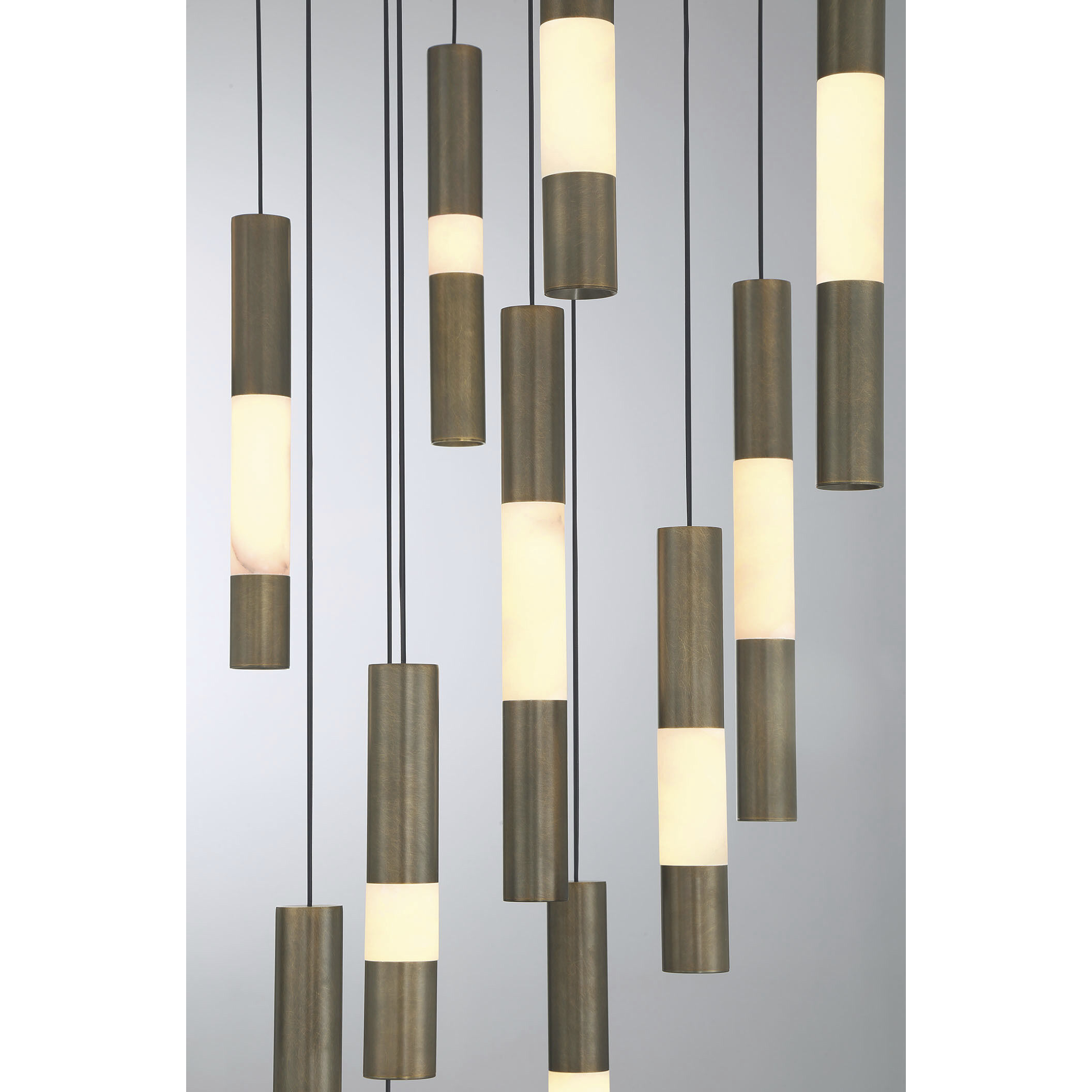 Ronda LED 32 inch Weathered Brass Multi Drop Chandelier Ceiling Light