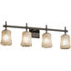 Veneto Luce Vanity Light Wall Light in Dark Bronze, White Frosted (Veneto Luce), Cylinder with Rippled Rim, Incandescent