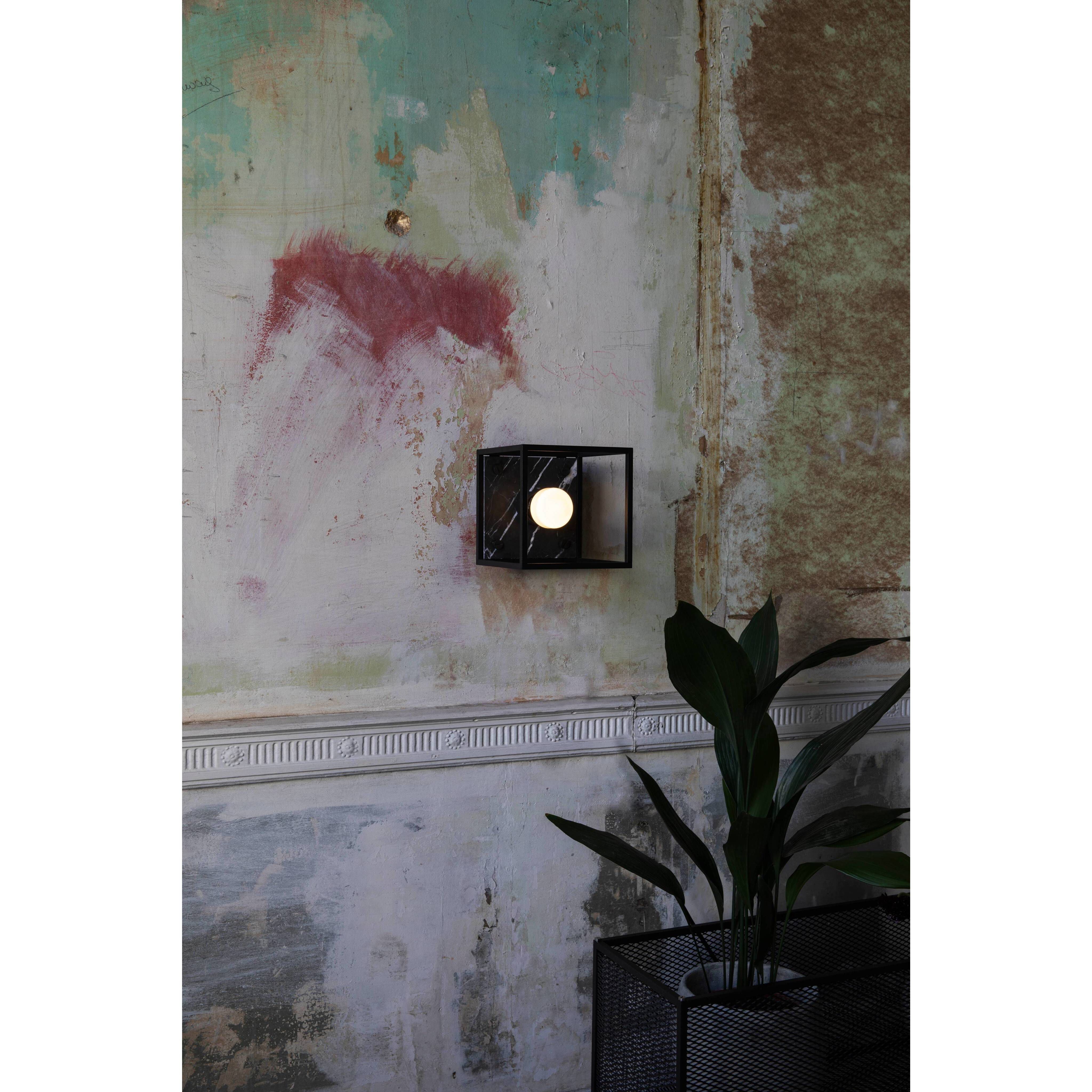 Caged 1 Light 6.69 inch Black Marble Semi-Flush Mount Ceiling Light