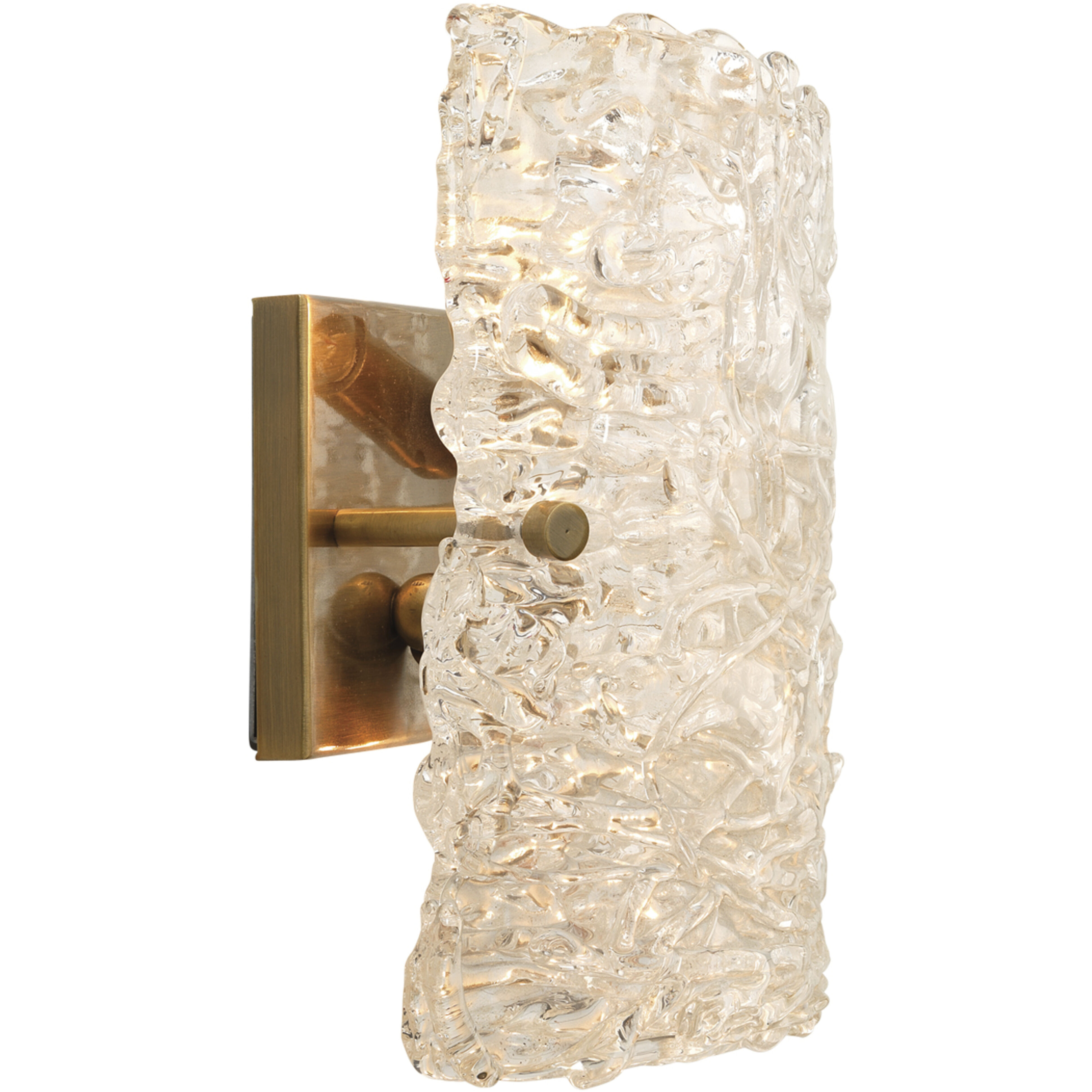 Swan Curved Glass 2 Light 12 inch Clear Textured Glass w/ Antique Brass Wall Sconce Wall Light