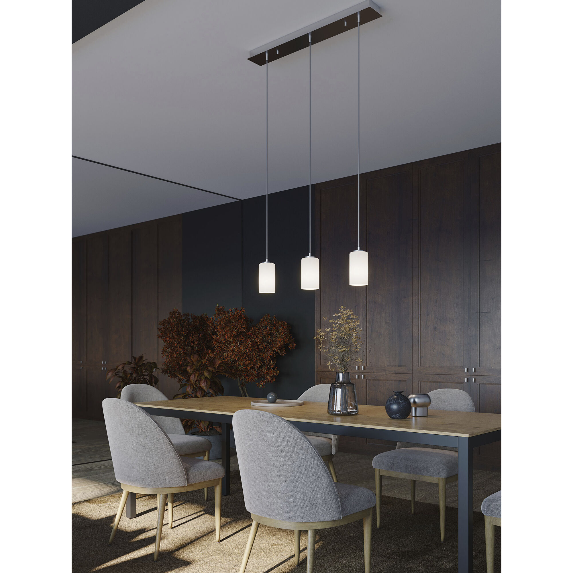 Leo Linear Pendant Ceiling Light in Satin Nickel