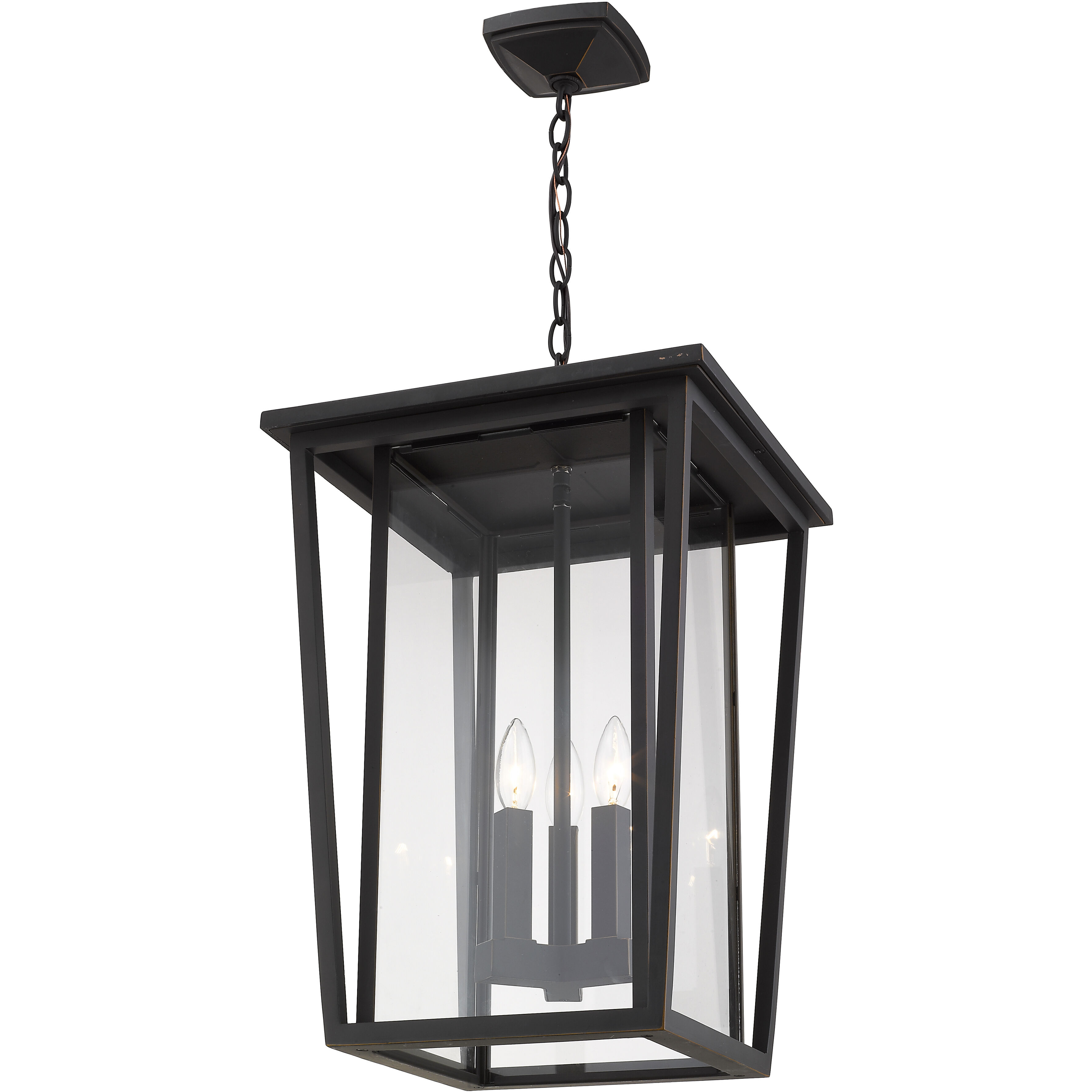 Seoul 3 Light 14 inch Oil Rubbed Bronze Outdoor Chain Mount Ceiling Fixture