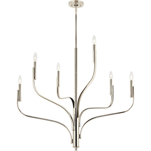 Livadia 6 Light Polished Nickel Chandelier Ceiling Light, 1 Tier Medium