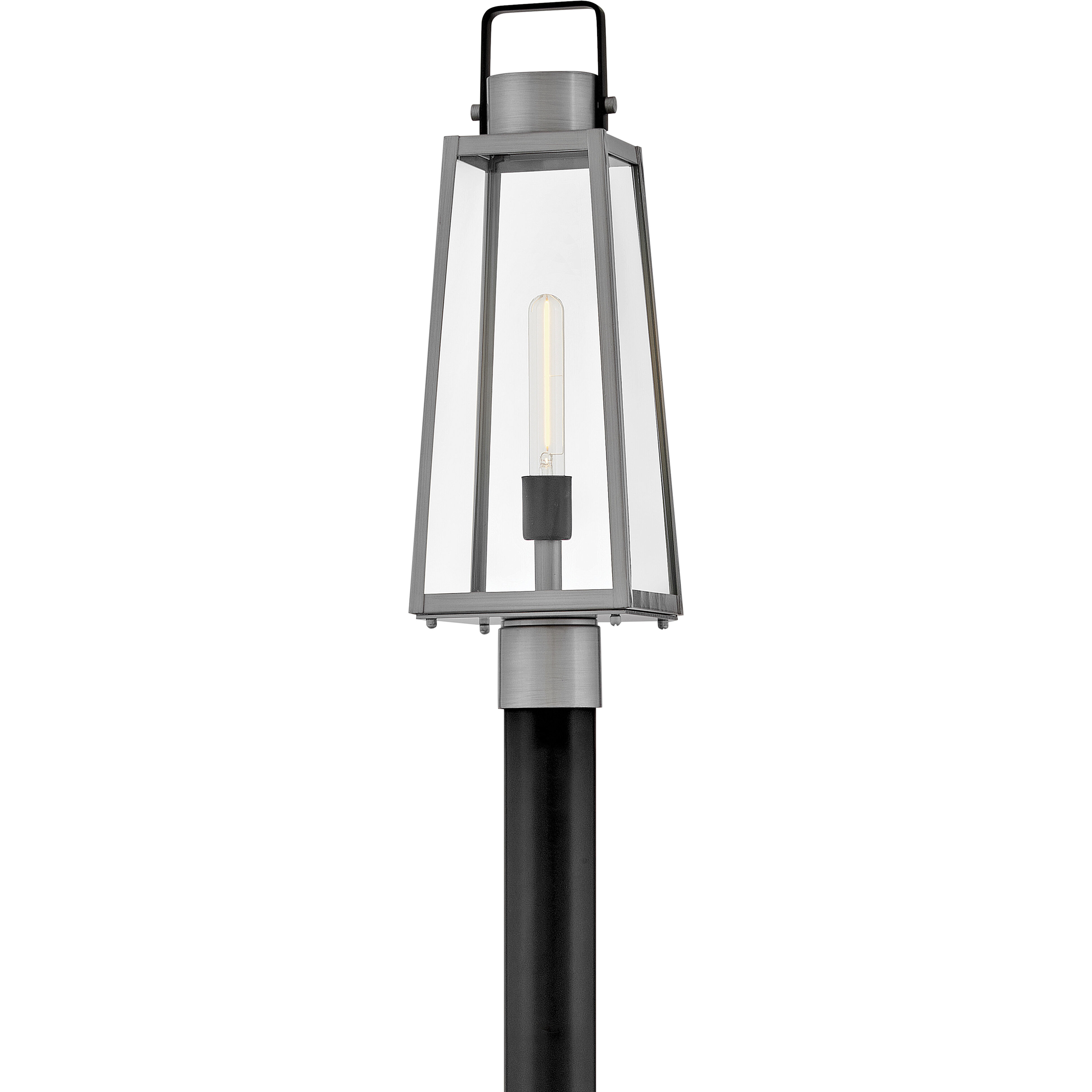 Hugh 1 Light 22 inch Antique Brushed Aluminum with Black Outdoor Post Mount