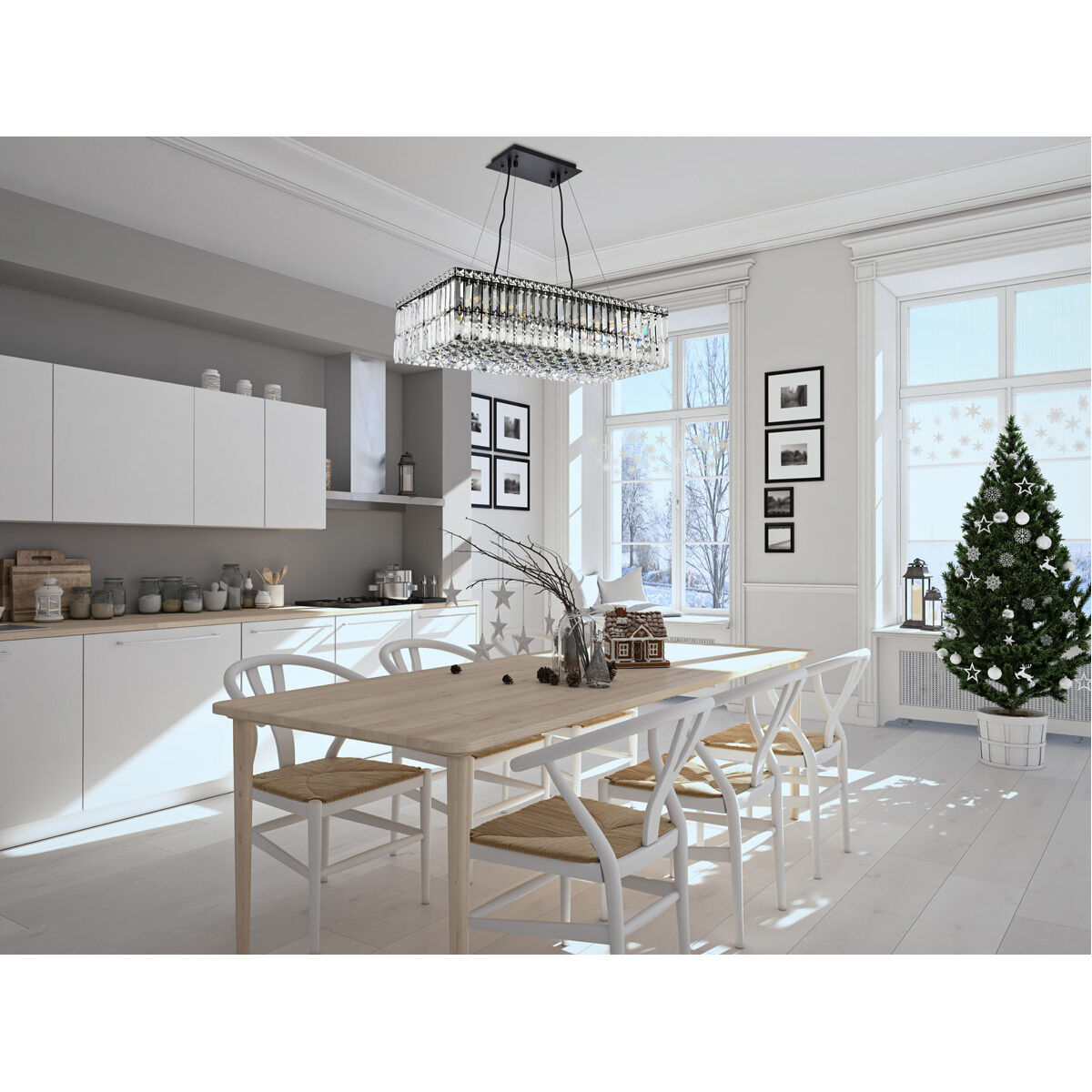 Maxime 16 Light 28 inch Black and Clear Linear Chandelier Ceiling Light in Royal Cut