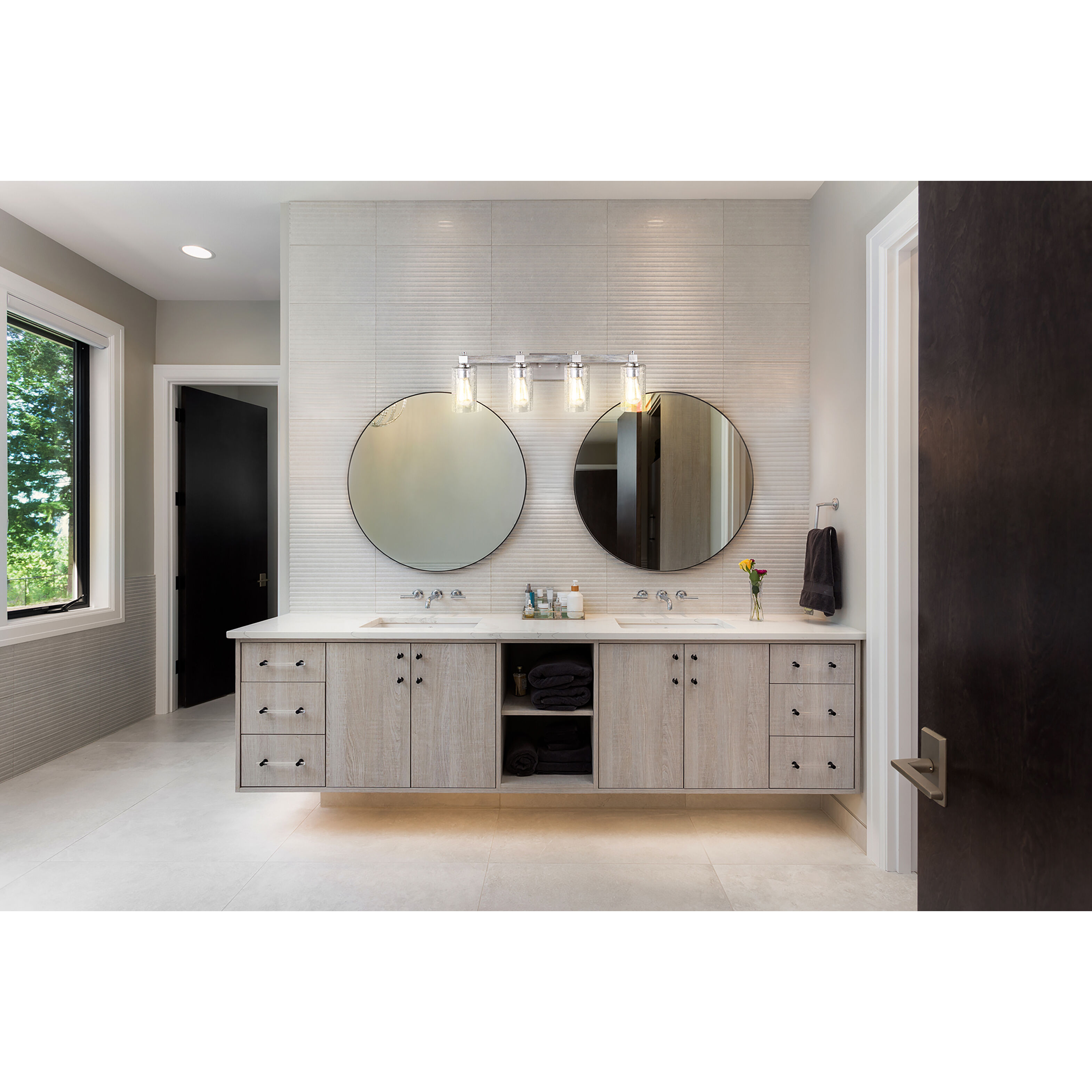 Westbury 4 Light 5.5 inch Painted Grey Wood Effect and Brushed Nickel Bath Vanity Wall Light