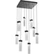 Parallel LED 26 inch Matte Black Chandelier Ceiling Light in Clear Rimelight, 2700K LED, Square Multi-Port
