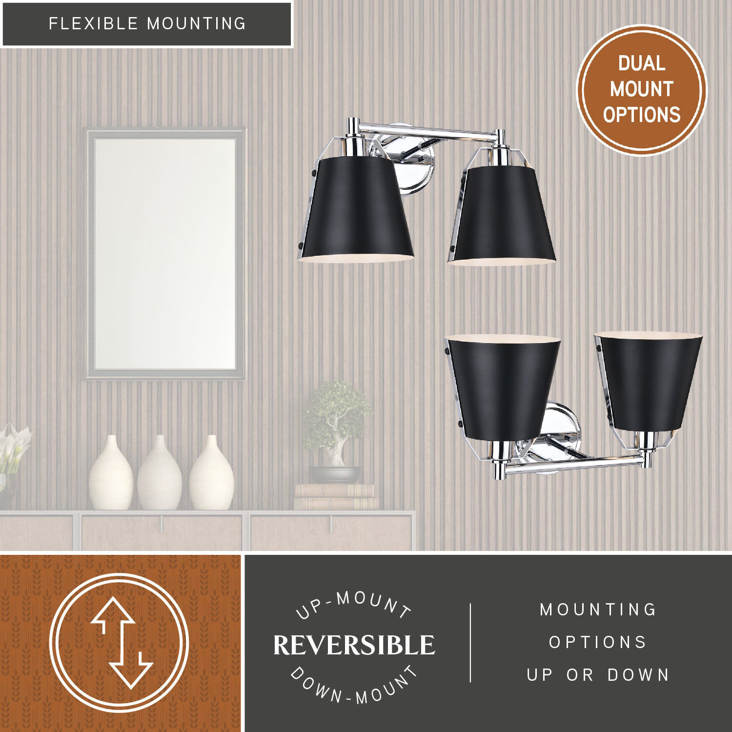 Barrington LED 16 inch Matte Black and Chrome Bathroom Light Wall Light in 2