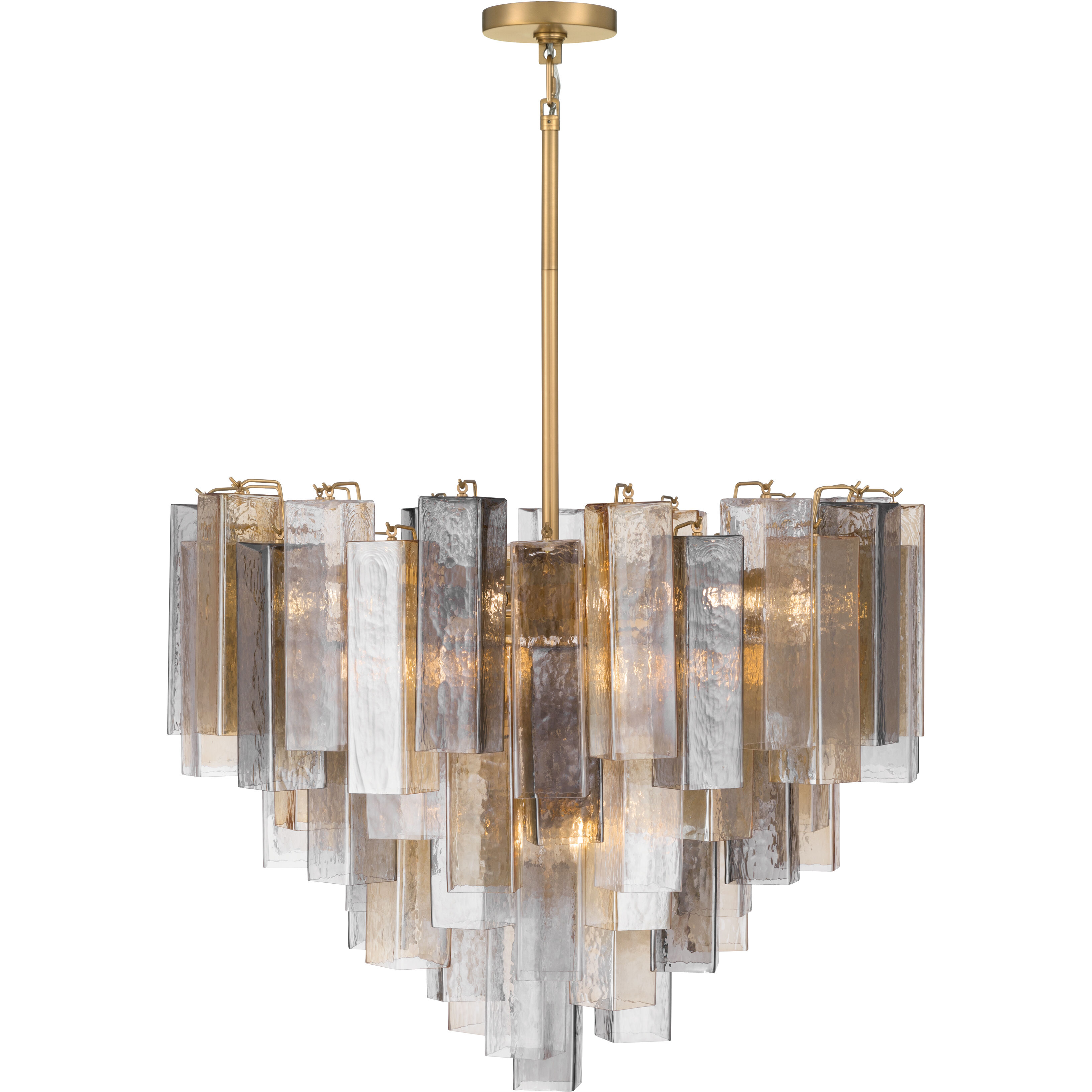 Torvento 15 Light 32.75 inch Legacy Brass Pendant Ceiling Light in Clear,  Grey and Amber Handmade Glass