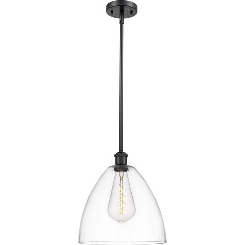 Ballston Dome LED 12 inch Matte Black Mini Pendant Ceiling Light in Clear Glass