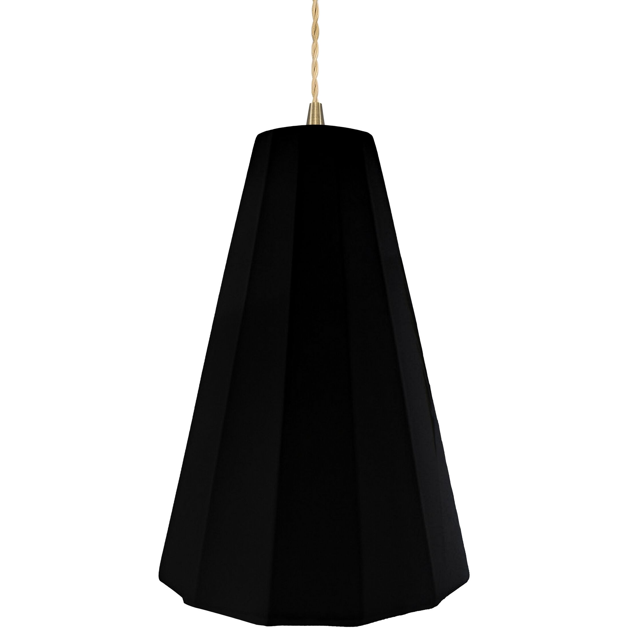 Radiance Collection - Fluted Pendant Ceiling Light in Antique Brass, Replaceable Bulb, Beige Twist Cord, Gloss Black/Matte White, 9W x 13H, Form+Finish+Function