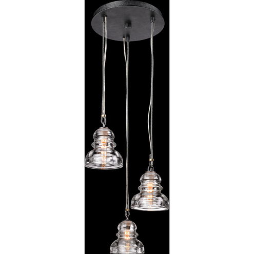 Menlo Park 3 Light 14 inch Old Silver Pendant Ceiling Light