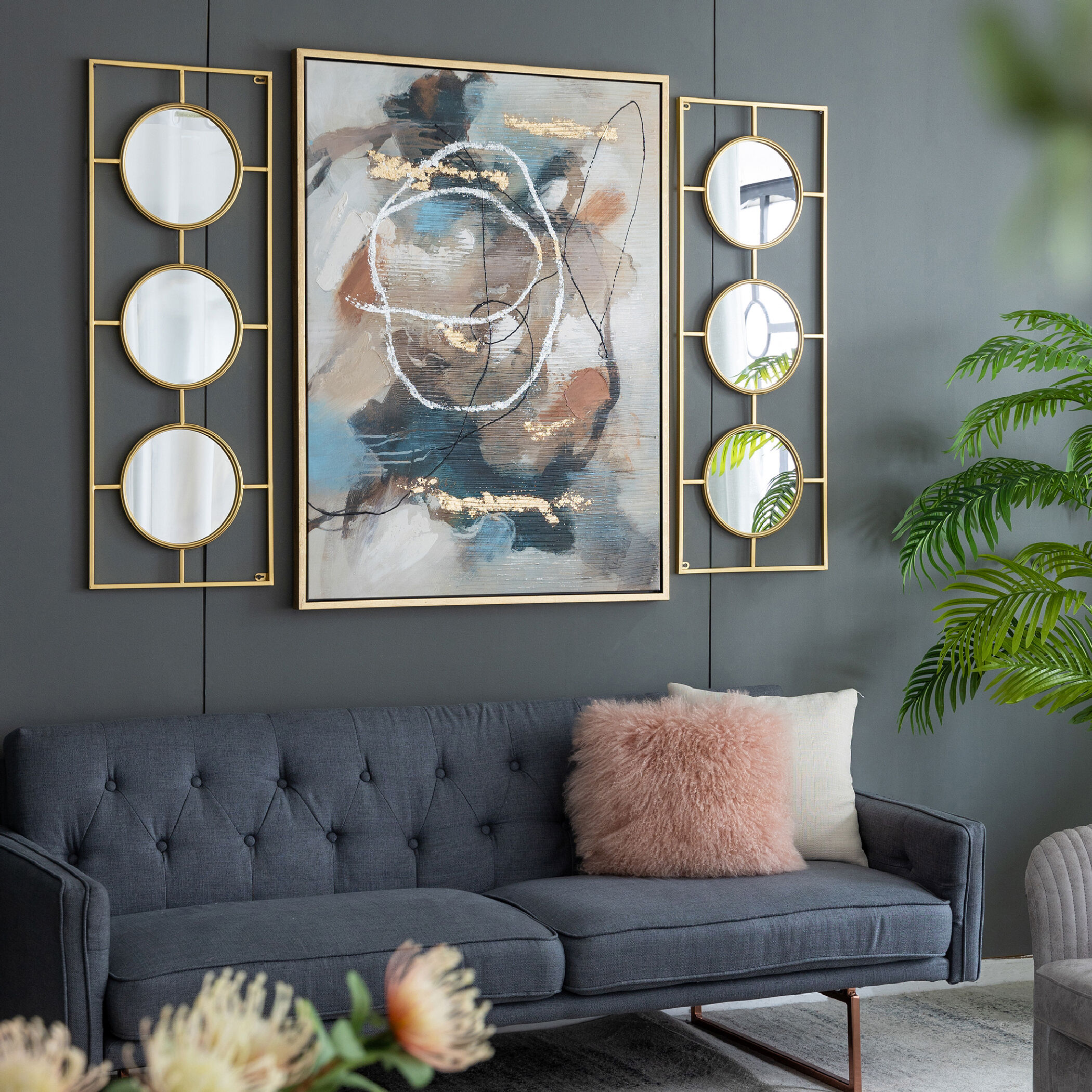A&B Home 82904-DS Anita 43.3 X 15.7 inch Gold Wall Mirror