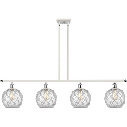 Ballston Farmhouse Rope LED 48 inch White and Polished Chrome Island Light Ceiling Light in Clear Glass with White Rope, Ballston