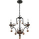 Colonial Charm 3 Light 19 inch Old World Bronze/Walnut Accents Chandelier Ceiling Light