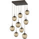 Aster LED LED Flat Bronze Chandelier Ceiling Light, Square Multi-Port