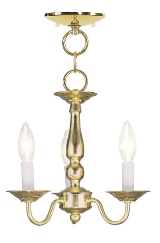 Williamsburgh 3 Light 11 inch Polished Brass Convertible Mini Chandelier/Ceiling Mount Ceiling Light