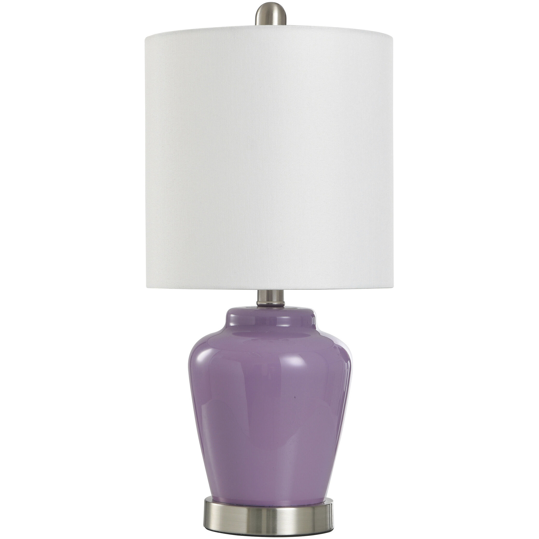 Glass 18.5 inch 40 watt Lilac and Brushed Steel and White Table Lamp Portable Light