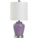 Glass 18.5 inch 40 watt Lilac and Brushed Steel and White Table Lamp Portable Light