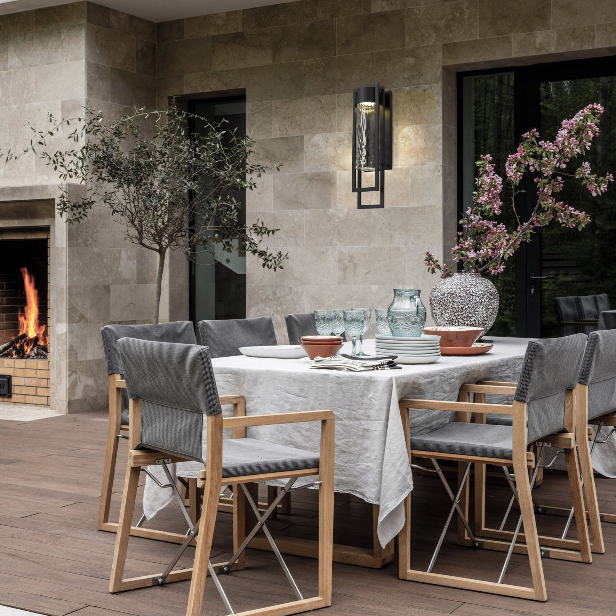 2 Step LED 25 inch Sand Black Outdoor Wall Sconce