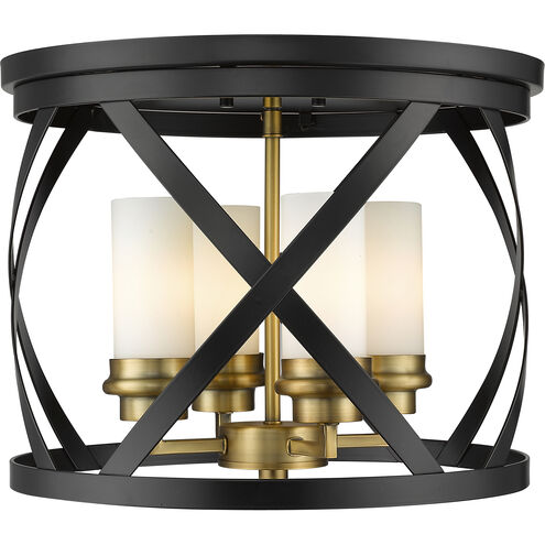Malcalester 4 Light 15.75 inch Matte Black and Olde Brass Flush Mount Ceiling Light