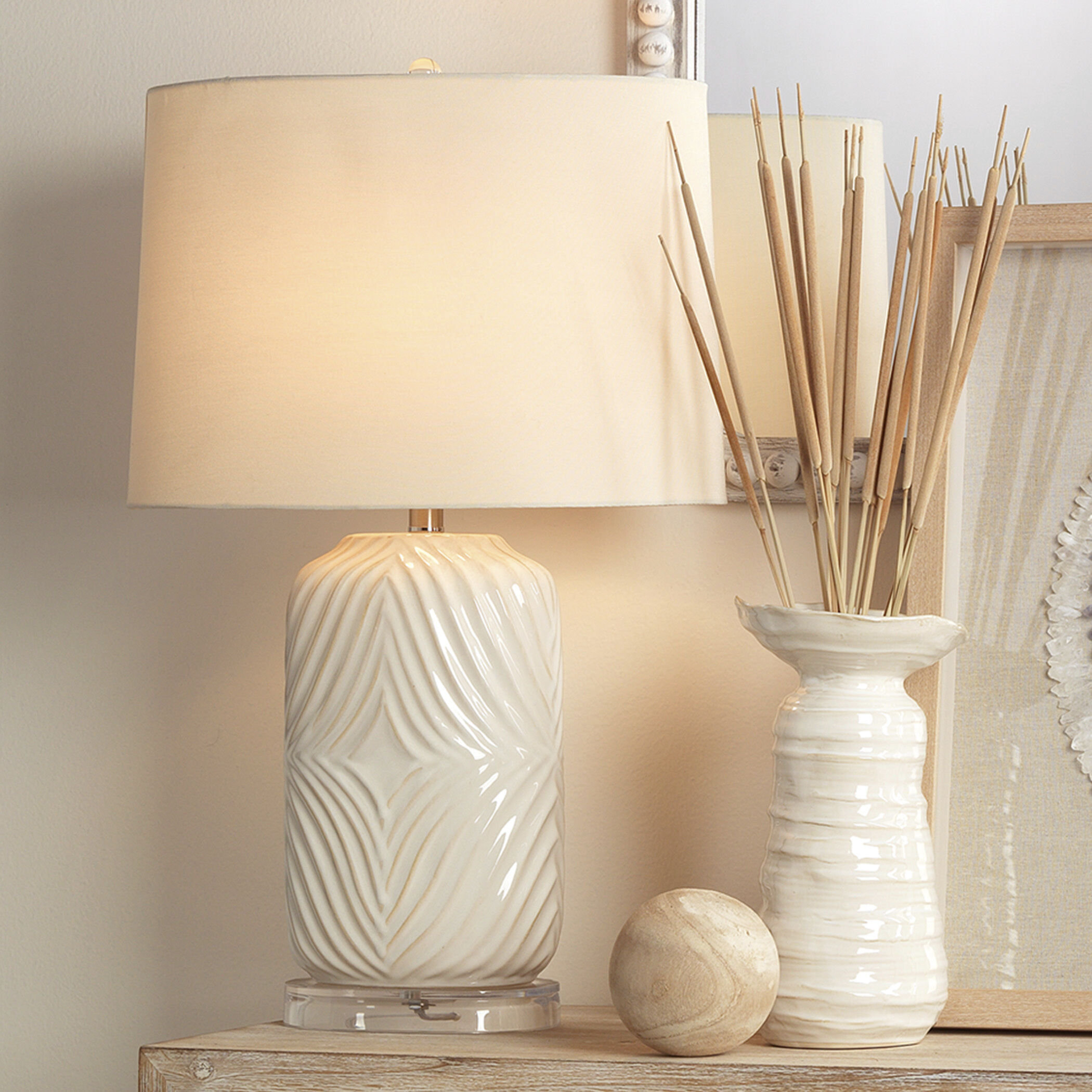 Harper 27 inch 150 watt White with Natural undertone Table Lamp Portable Light