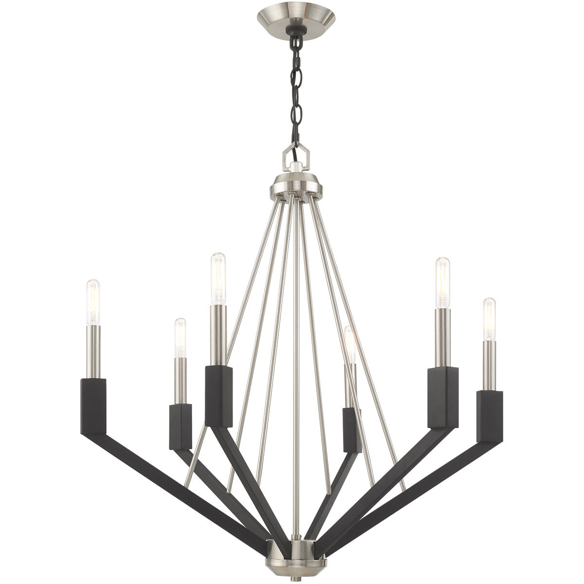 Beckett 6 Light 26 inch Brushed Nickel & Black Chandelier Ceiling Light