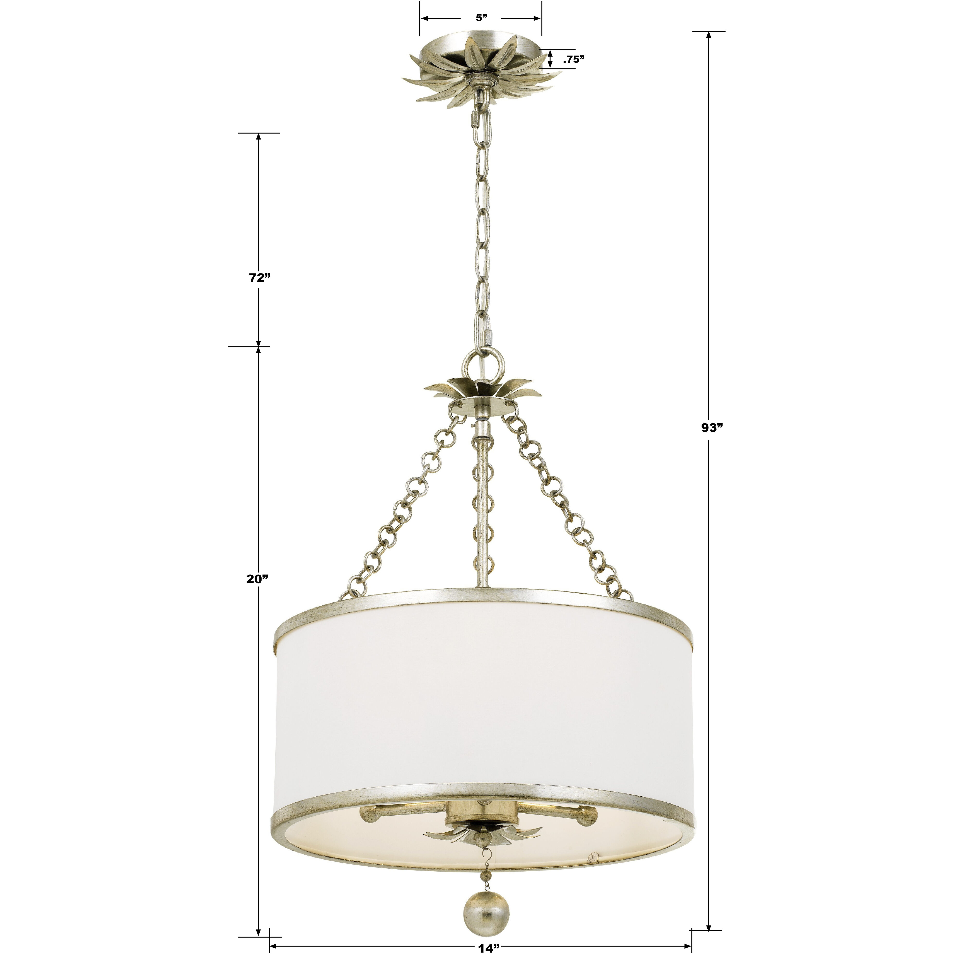 Broche 3 Light 14 inch Antique Silver Mini Chandelier Ceiling Light