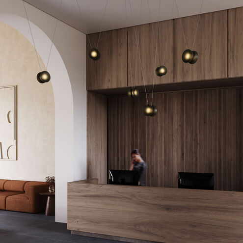 Yo LED 156 inch Natural Anodized Statement Pendant Ceiling Light in Smoke Glass