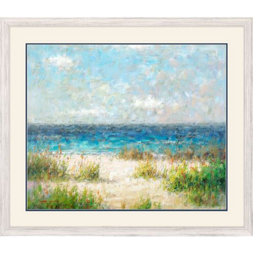 Waterside Collection Whitewash Distressed Wood With Ribbed Face Framed Art