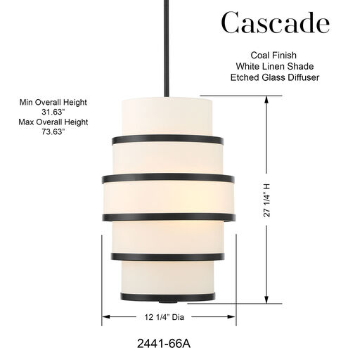 Cascade 3 Light Coal Pendant Ceiling Light