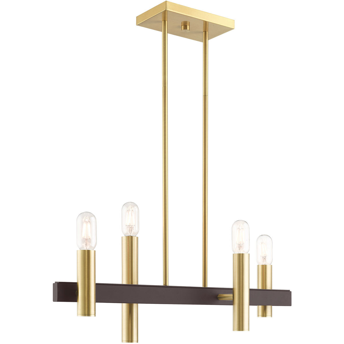 Helsinki 4 Light 8.25 inch Satin Brass with Bronze Accents Chandelier Ceiling Light