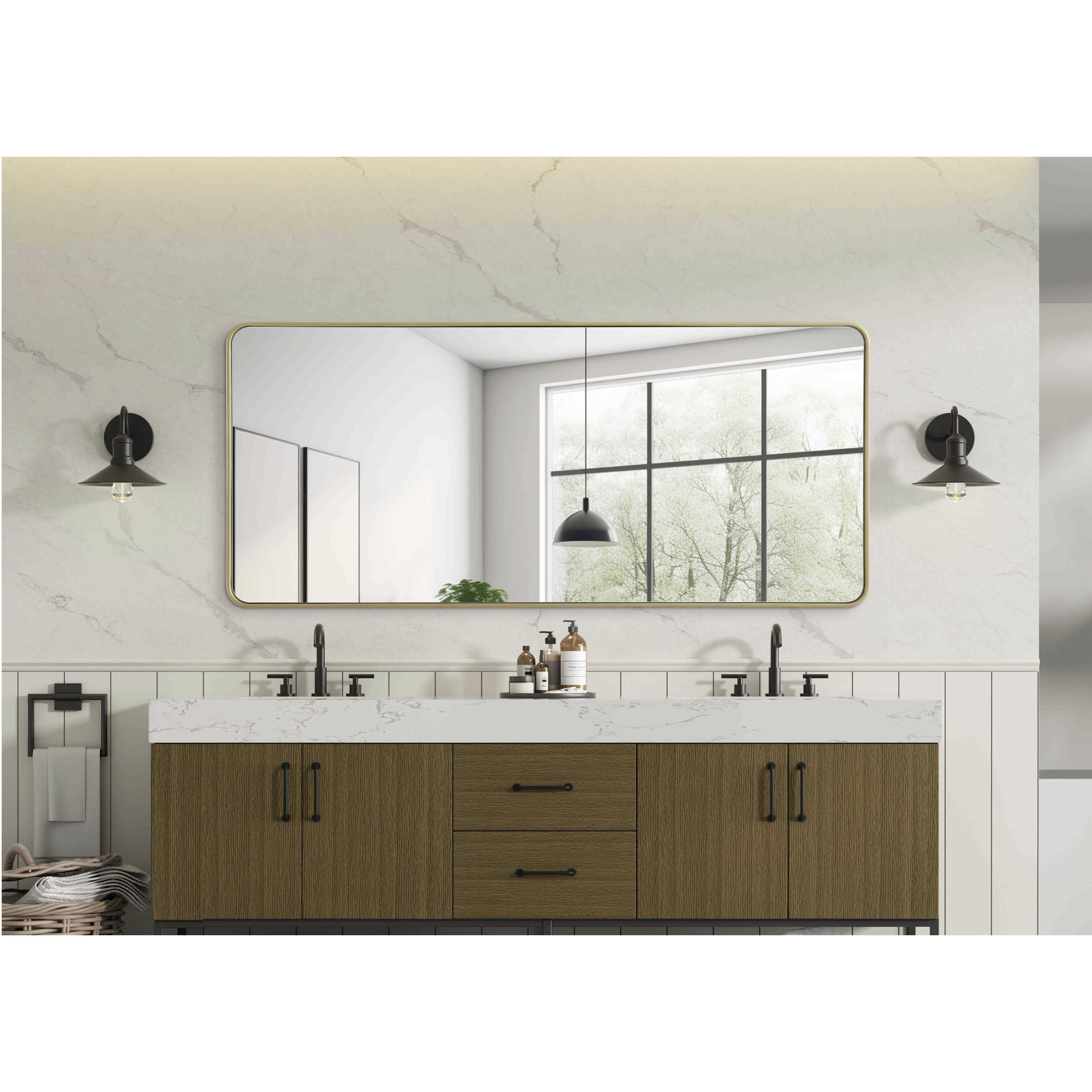 Remy 72 X 32 inch Brass Mirror