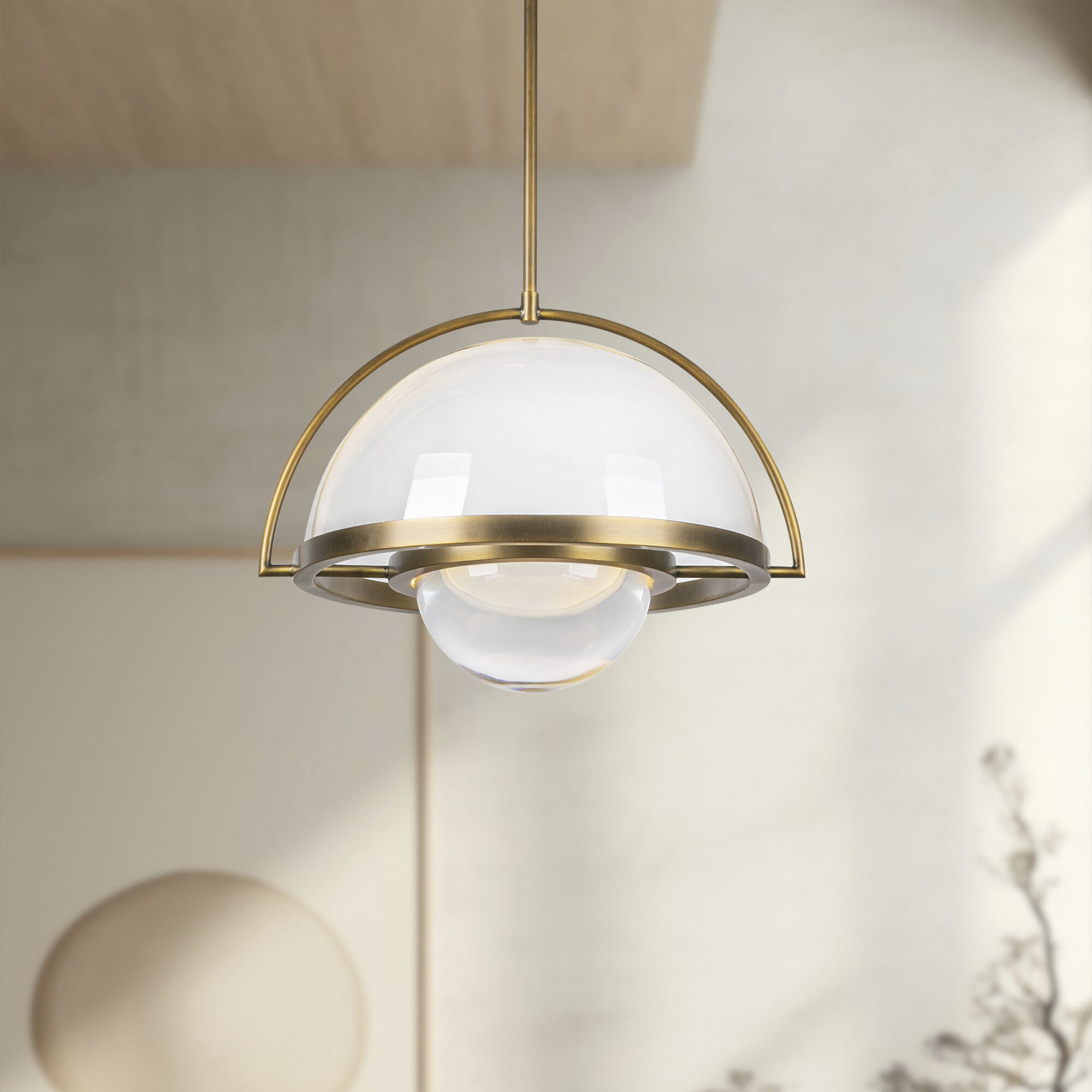 Bowery Pendant Ceiling Light in Vintage Brass