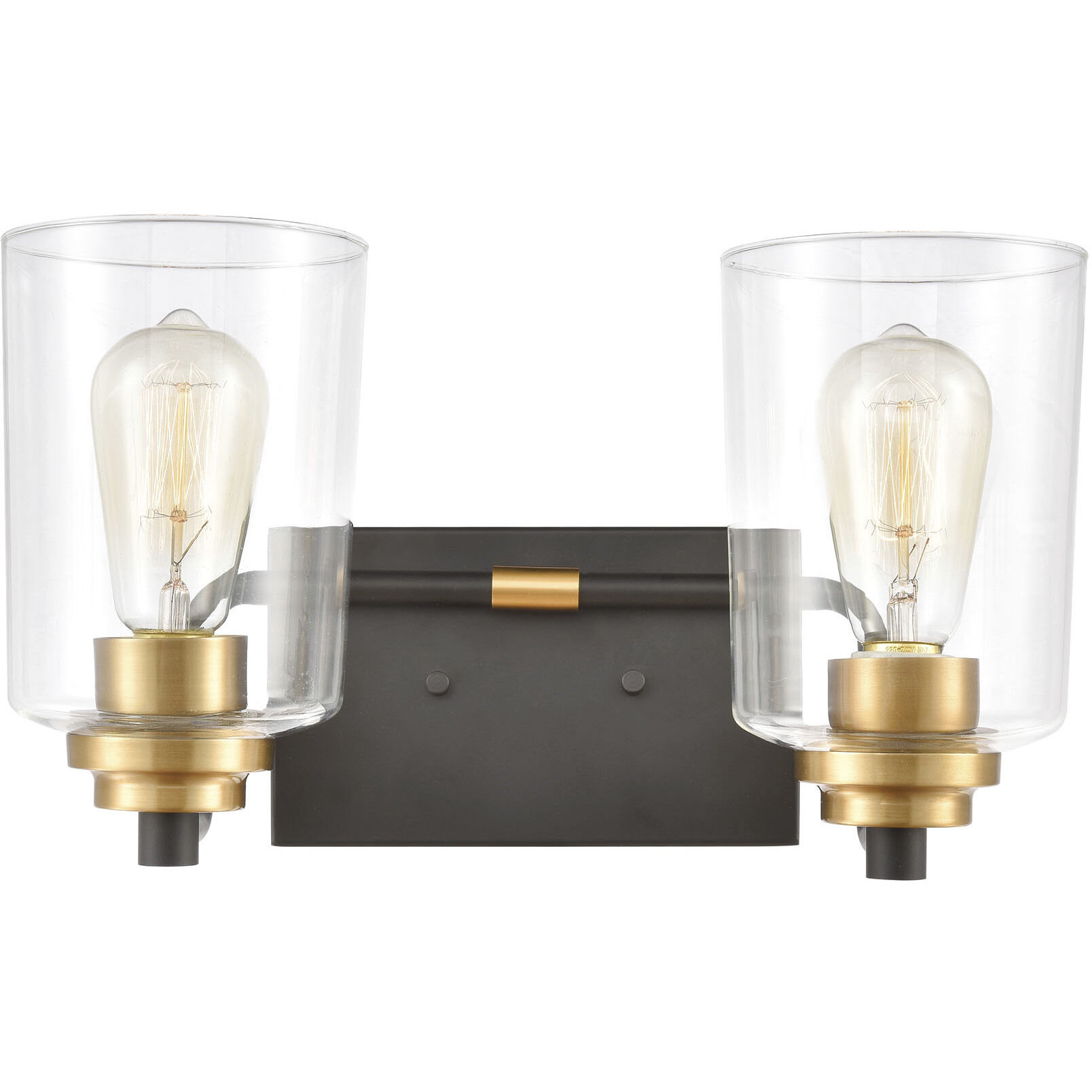 Robins Vanity Light Wall Light in Matte Black with Brushed Brass
