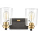 Robins 2 Light 14 inch Matte Black with Brushed Brass Vanity Light Wall Light