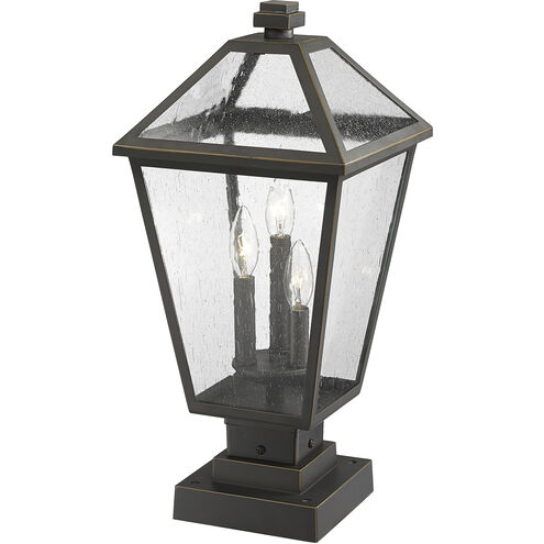 3-Light Oil Rubbed Bronze Outdoor Pier Mounted Fixture with Clear Seedy Glass Shade 3-Light Oil Rubbed Bronze Outdoor Pier Mounted Fixture with Clear Seedy Glass Shade