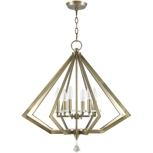 Diamond 6 Light 25 inch Antique Brass Chandelier Ceiling Light