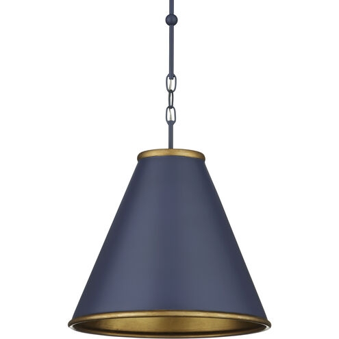 Pierrepont 1 Light 16 inch Hiroshi Dark Blue and Contemporary Gold Leaf Pendant Ceiling Light, Small
