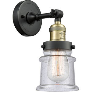 Franklin Restoration Small Canton 1 Light 7 inch Black Antique Brass Sconce Wall Light in Seedy Glass, Franklin Restoration