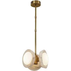 Alonso LED 12.63 inch Vintage Brass and Alabaster Pendant Ceiling Light