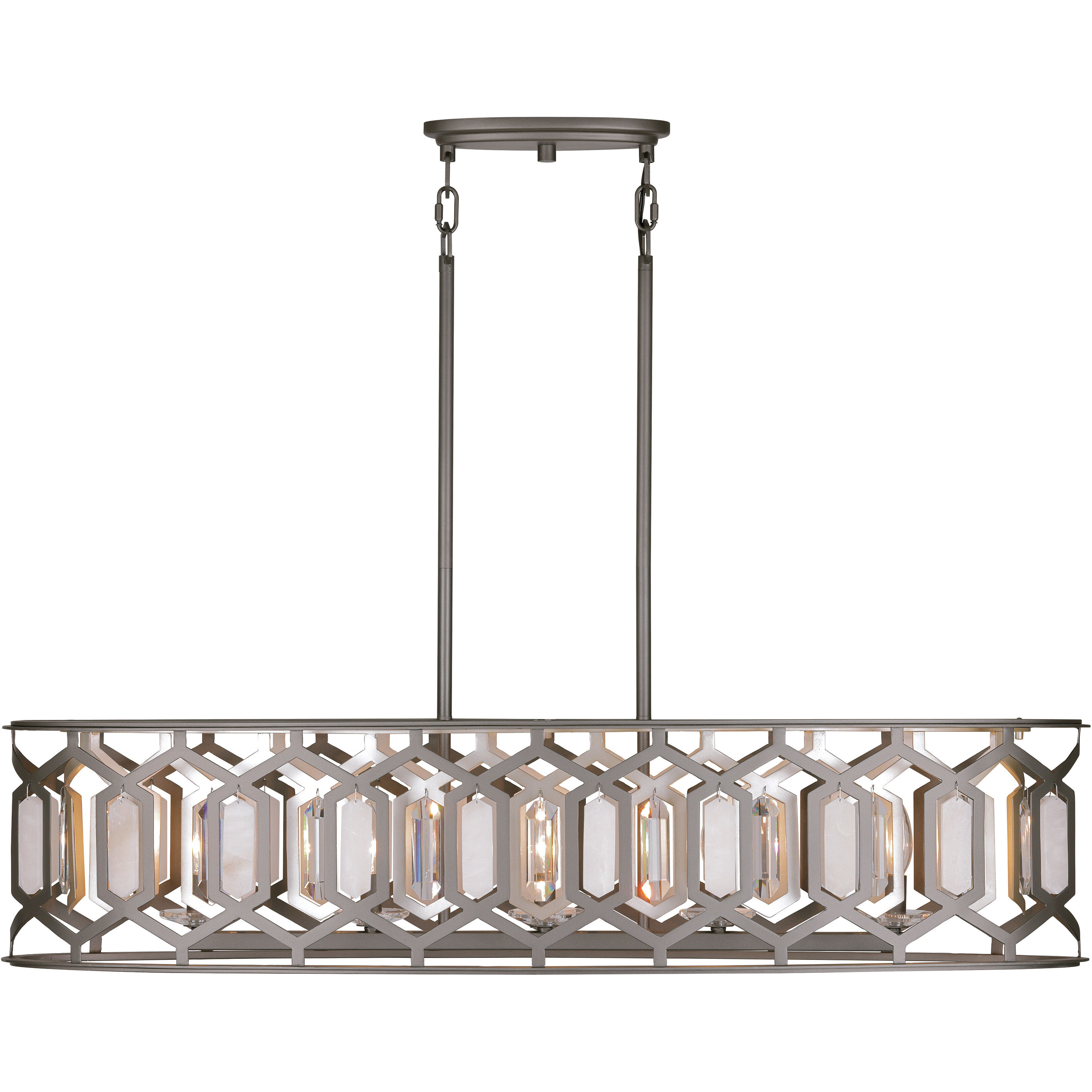 Hexly 5 Light 44 inch Bronze and Sultry Silver Island Light Ceiling Light