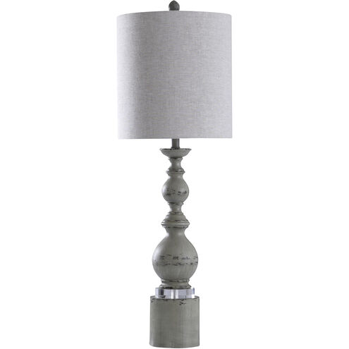 Pateley 14 inch 150 watt Distressed Blue Gray With Acrylic and Oatmeal Table Lamp Portable Light