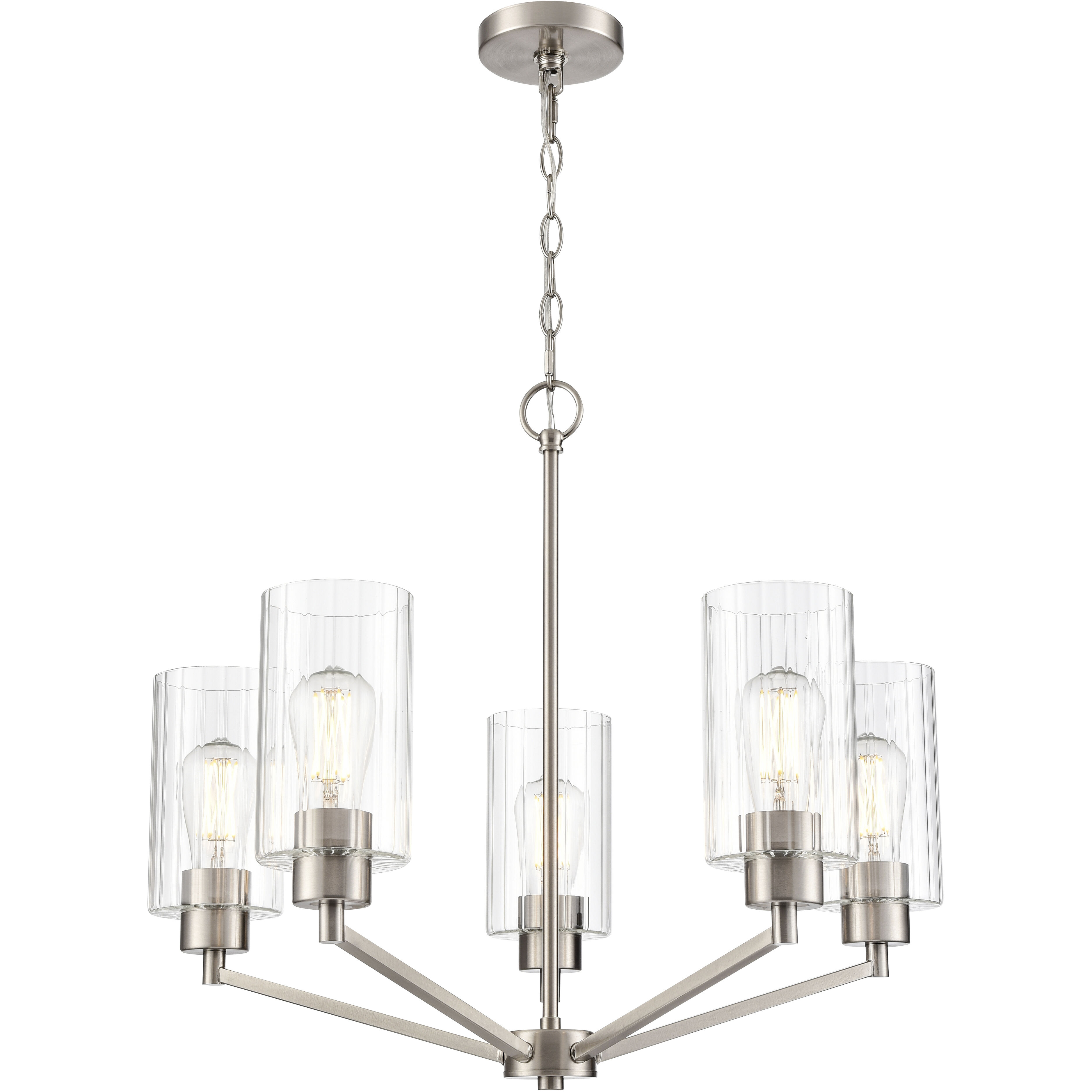 Beverlly 5 Light 26 inch Brushed Nickel Chandelier Ceiling Light