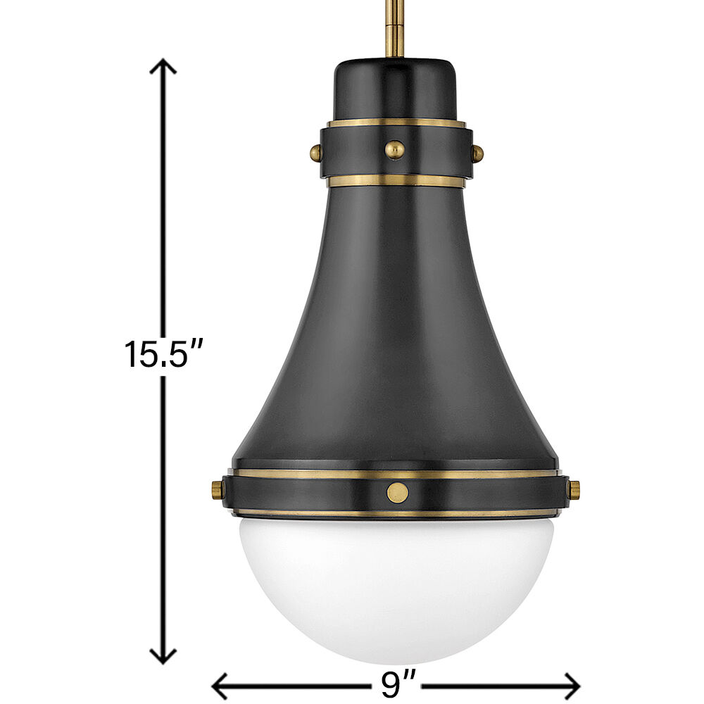Oliver 1 Light 9 inch Black with Heritage Brass Indoor Pendant Ceiling Light